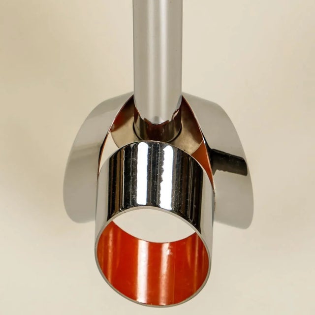1970s Cascade Fixture with Six Chrome and Orange Pendants in Raak Style, 1970s For Sale - Image 5 of 18