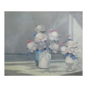 Vase of Flowers 2, Les Bullene Oil on Canvas, Signed Lower Left