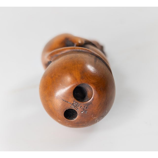 Wood 20th Century Japanese Carved Boxwood Netsuke of Rat on Double Gourd, Signed For Sale - Image 7 of 7