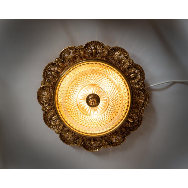 1950s Spanish Empire Gilt Bronze Eagle Flush Mount Ceiling Light For Sale - Image 15 of 15
