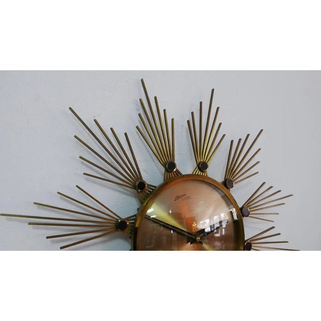 Brass Sunburst Wall Clock from Atlanta Electric, Germany, 1960s For Sale - Image 10 of 12
