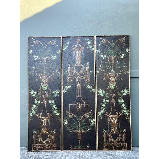 This majestic set of three hand-painted panels from Chelsea House exemplifies the timeless allure of Chinoiserie and...