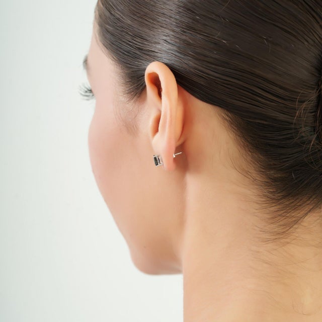 Blue A Pair of Moody Blue Sapphire 4.8 Ct Oval Stud Earrings in 925 Silver - Minimalist Luxe For Sale - Image 8 of 13