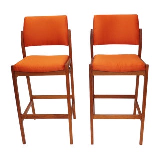 Danish Mid Century Modern Bar Stools - Pair For Sale