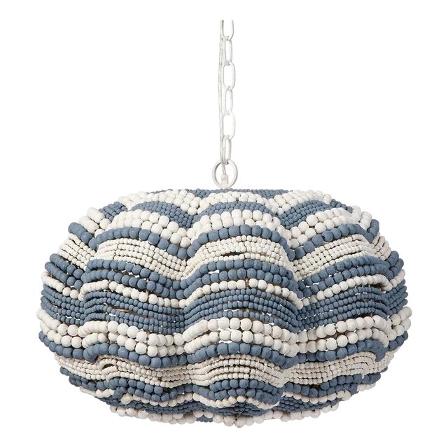 Jamie Young Clamshell Chandelier in Blue and White, Small For Sale
