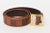 Modern Dolce and Gabbana Italian Brown and Brass Tone Metal Leather Belt For Sale - Image 3 of 8