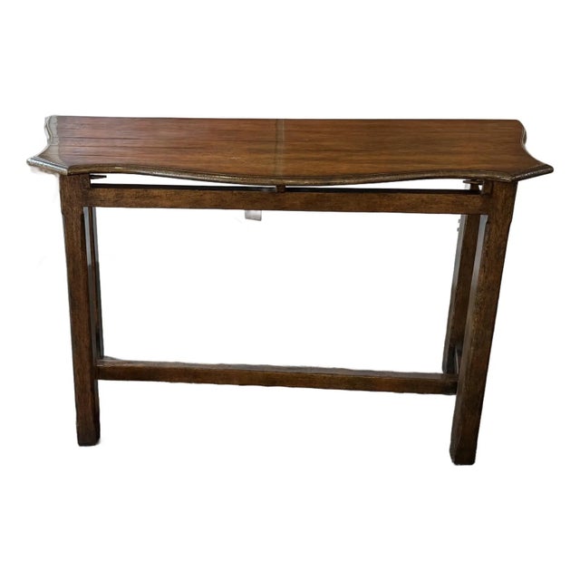 French Provincial Gregorius Pineo Vintage Dark Wood Console Table For Sale - Image 3 of 16