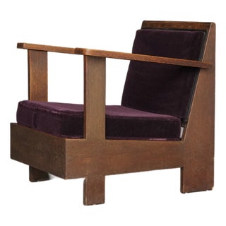 Art Deco Dutch Lady Armchair in Oak, 1920s For Sale
