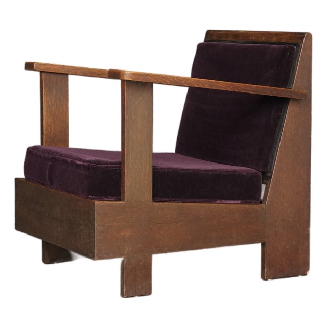 Art Deco Dutch Lady Armchair in Oak, 1920s For Sale