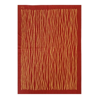 6x8 Trendy Sloane Kilim Red Geometric Contemporary Flatweave Wool Carpet Rug For Sale