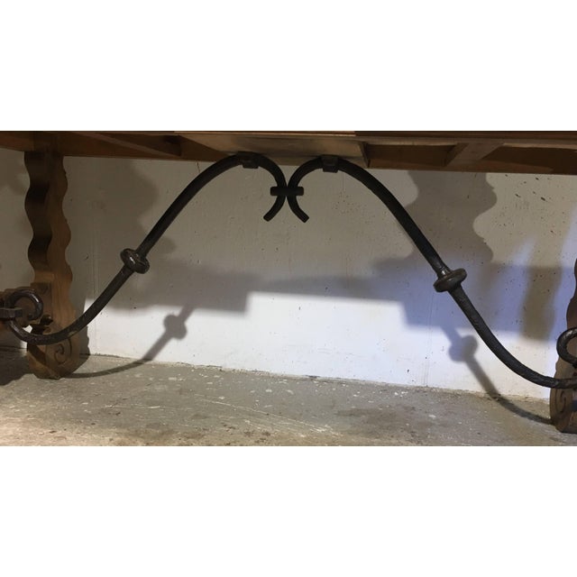 Late 18th Century 18th Century Baroque Farm Refectory Desk Table With Two Drawers & Stretchers For Sale - Image 5 of 13