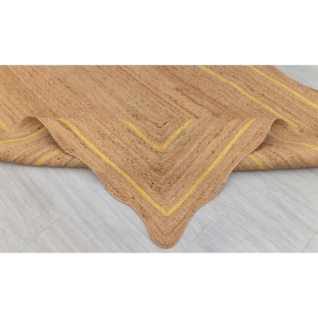 Yellow Natural Jute Wave Scallop Rug 2.5x6 Ft. For Sale - Image 12 of 12