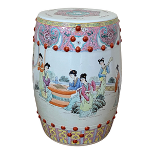 Vintage Famille Rose Porcelain Garden Stool