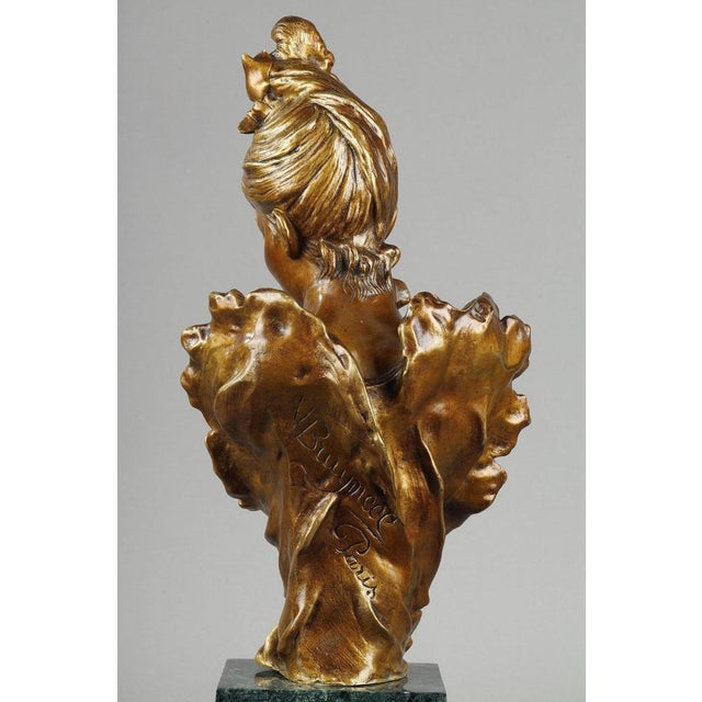 Metal Belle-Epoque Bust of a Young Woman attributed to Victor Léopold Bruyneel, 1900 For Sale - Image 7 of 18