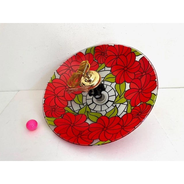 Red Floral Bowl Chandelier, C1960 For Sale - Image 8 of 10
