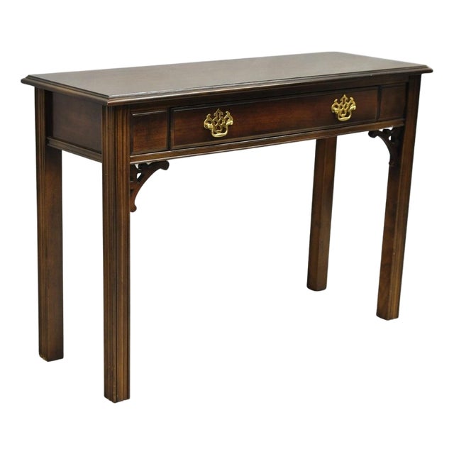 Vintage Lane Altavista Georgian Chippendale Cherry Wood Small Console Table For Sale