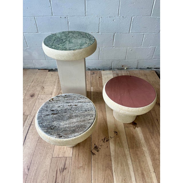 1980s Postmodern Mactan Stone and Marble Tables, Set of 3 For Sale - Image 10 of 12