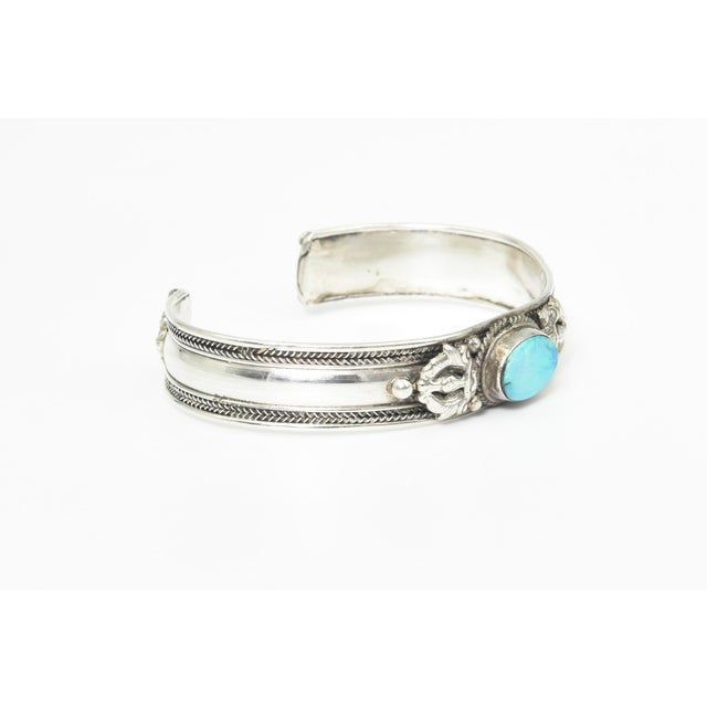 Silver Late 20th Century Opal Sterling Silver Cuff Bracelet For Sale - Image 8 of 10