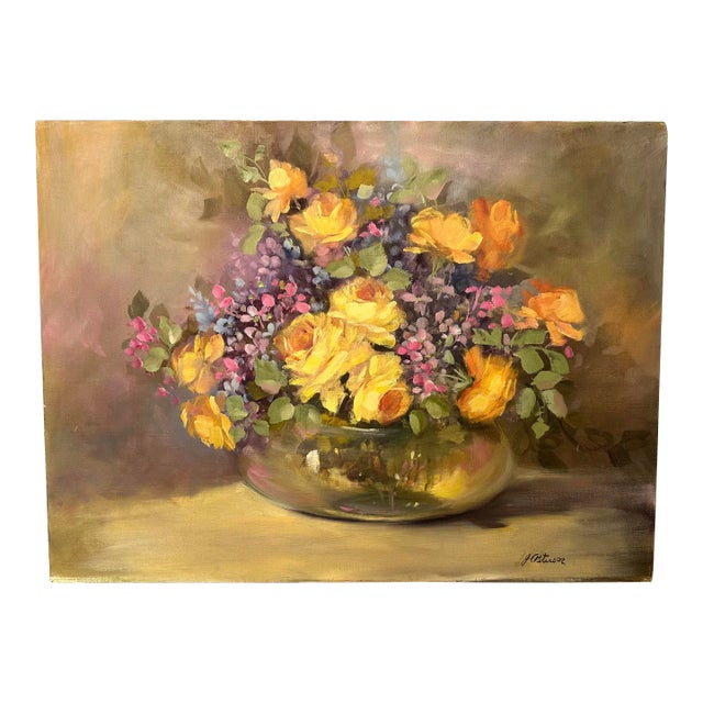 French Impressionist Floral Still Life Original Oil Painting on Canvas For Sale