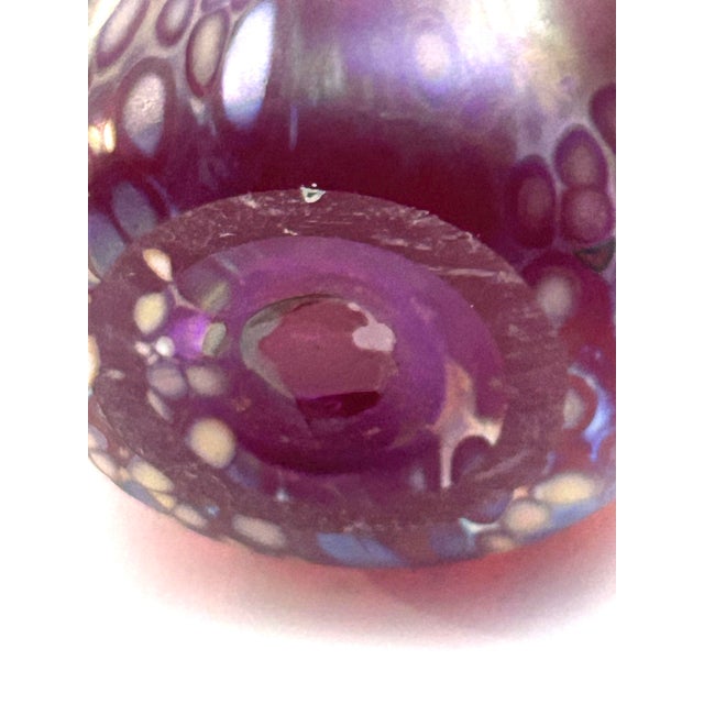 1980s Modern Art Blown Glass Iridescent Purple and Gold Large Vase For Sale - Image 11 of 12