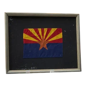 Vintage American Parade Flag Arizona in Vintage Silver Leaf Frame