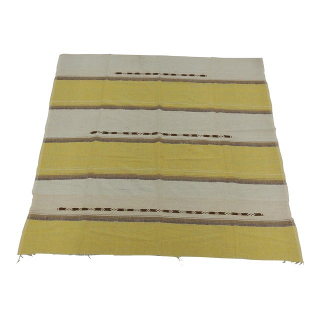 Vintage Large Yellow & Brown Sheer Woven Moroccan Textile For Sale