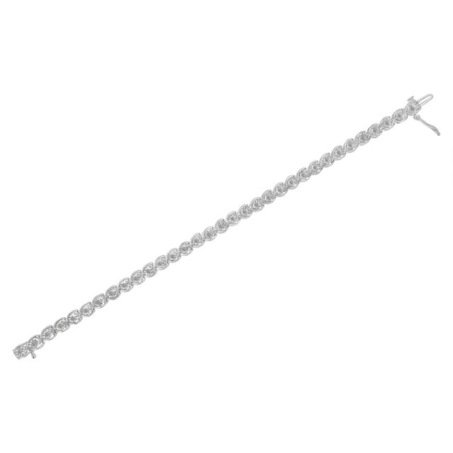 2020s .925 Sterling Silver 1/2 Cttw Diamond Criss-Cross Miracle-Set 7" Link Bracelet (I-J Color, I2-I3 Clarity) For Sale - Image 5 of 8