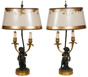19th C. French Bronze Cherub Lamps - a Pair