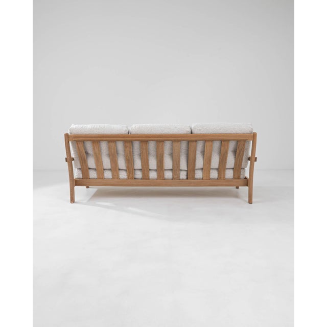 Mid-Century French Oak and Boucle Sofa For Sale - Image 9 of 12