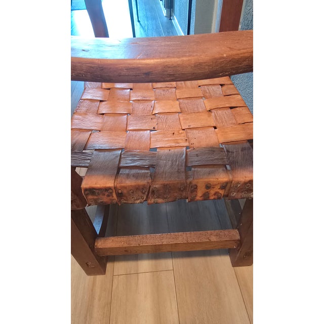 Chestnut Vintage Spanish Rustic Chair For Sale - Image 8 of 8