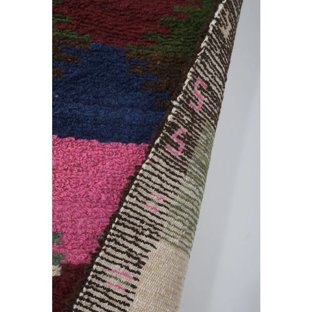 1960s Vintage Organic Wool Turkish Tulu Rug 3'9" X 4'7" For Sale - Image 10 of 11