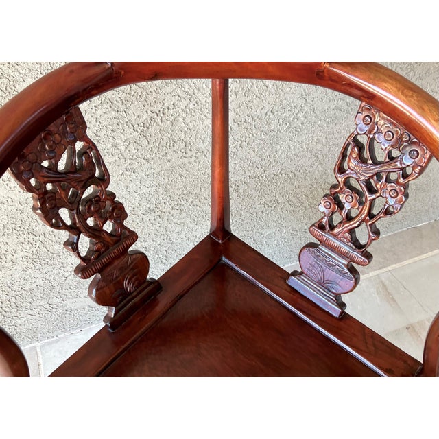 Late 20th-Century Chinese Import-Style Rosewood Corner Armchair For Sale - Image 10 of 11