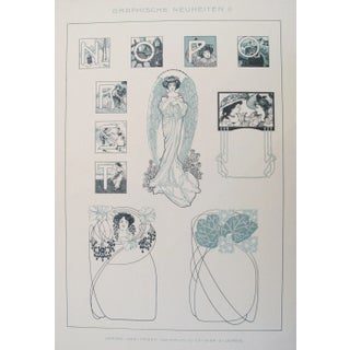 1900s German Decorator Print, Verdigris Ladies For Sale