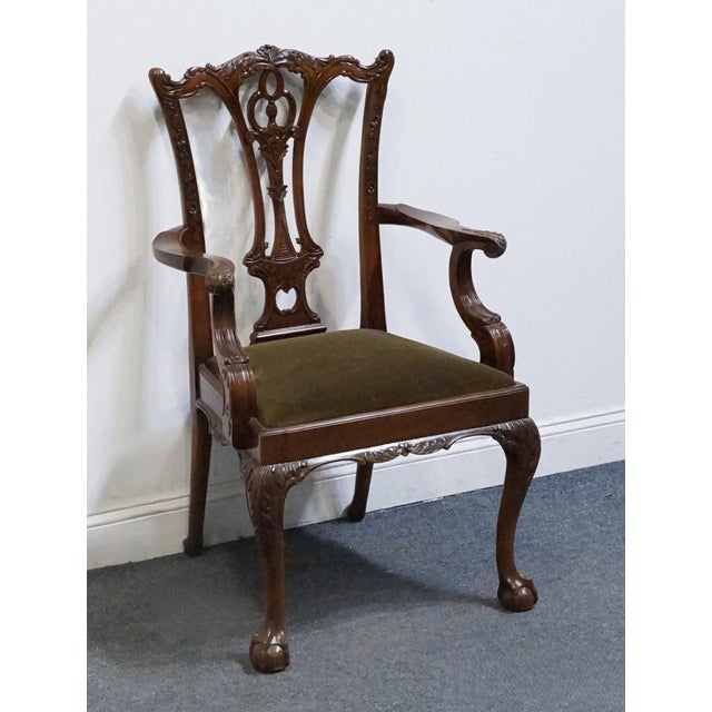 Henredon Henredon Furniture Solid Mahogany Traditional Chippendale Style Dining Arm Chair For Sale - Image 4 of 9