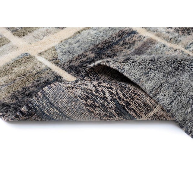 Textile Layered Color-Block Hand-Knotted Moroccan Wool Rug | 10'1" X 6'11" | One of a Kind For Sale - Image 7 of 8
