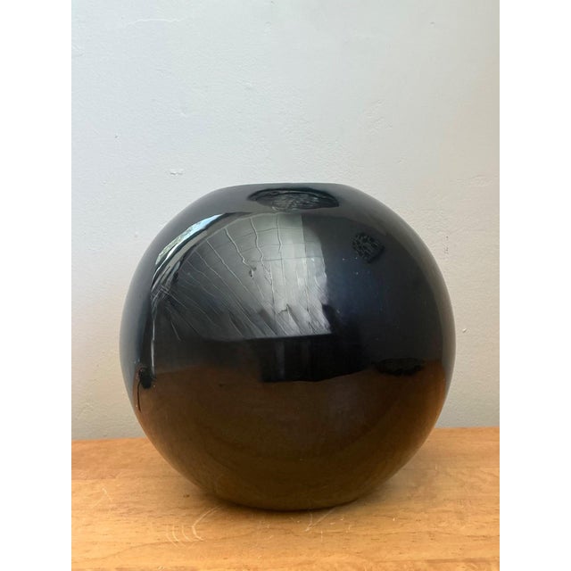 Haeger Vintage Black Ceramic Sphere Vase For Sale - Image 4 of 18