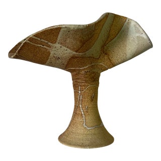 Mid-Century Sculptural Organic Glazed Studio Pottery Abstract Pedestal Bowl For Sale