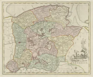 Antique Map of Oostergo, 1744