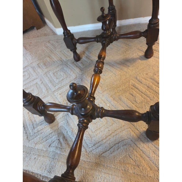 Brown Antique Edwardian Style Console Parlor Library Table For Sale - Image 8 of 14