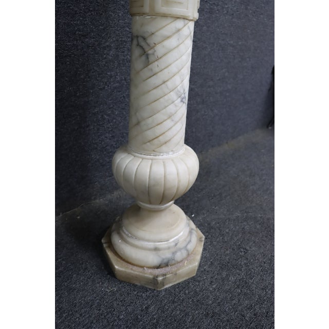 Italian Carved White Marble Pedestal Stand With Swivel Top For Sale - Image 9 of 9
