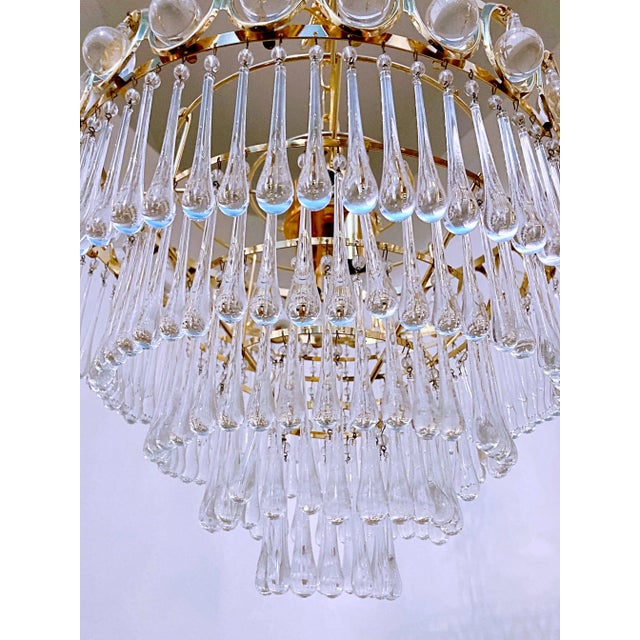 Mid 20th Century Vintage Mid-Century Czechoslovakian Gold Plated Upside Down Chandelier For Sale - Image 5 of 7