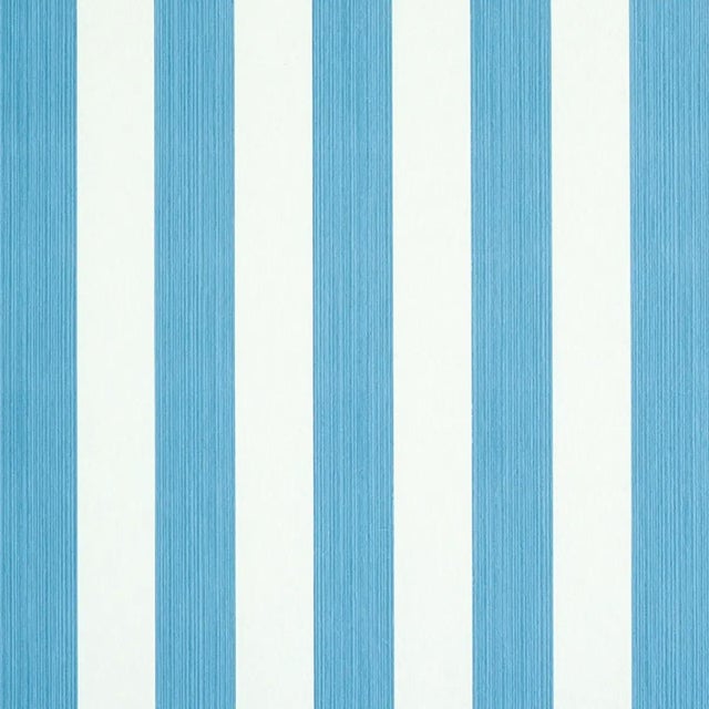 Sample - Schumacher Edwin Stripe Medium Wallpaper in Ocean For Sale