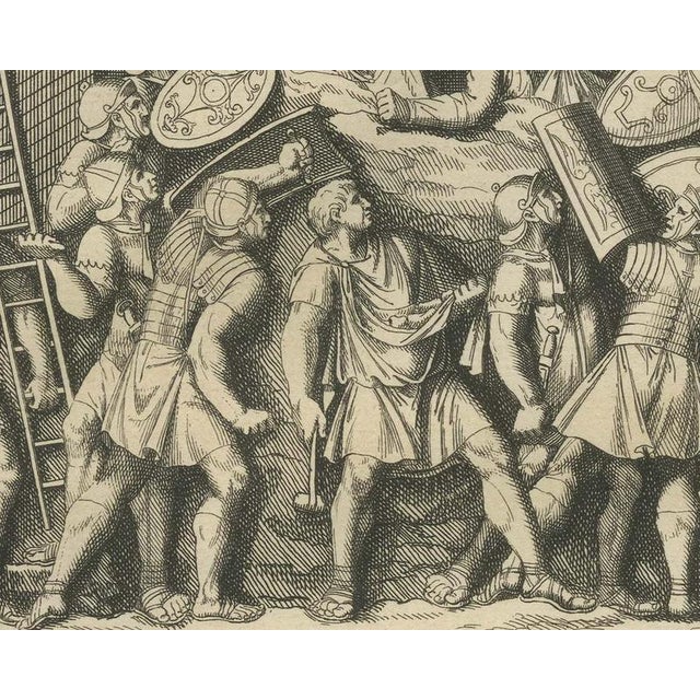 18th Century Bernard de Montfaucon, Roman Assault on Walls with Ladders, Trajan's Column, 1722, Engraving For Sale - Image 5 of 8