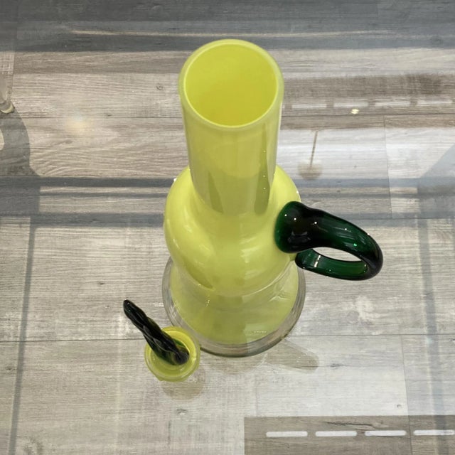 Vintage Canary Cased Glass Decanter For Sale - Image 10 of 10