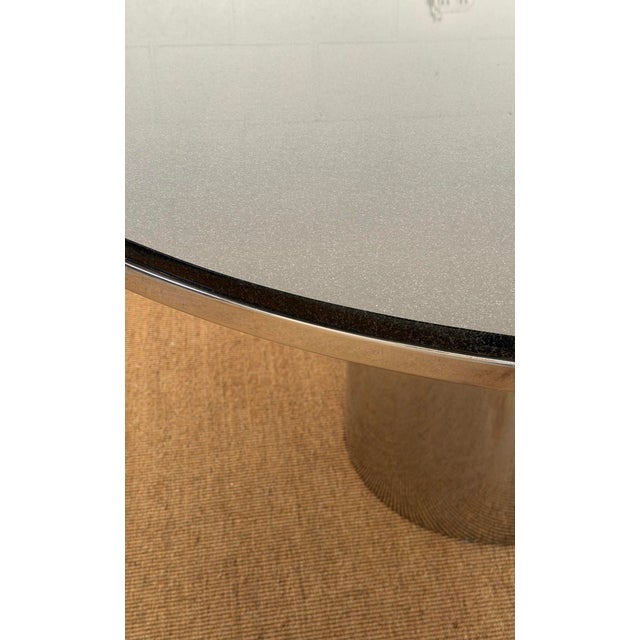 Black 1970s Brueton Anello Black Granite and Stainless Steel Pedestal Round Dining Table For Sale - Image 8 of 12