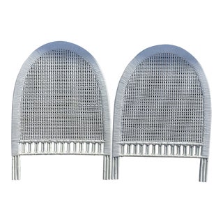 Late 20th Century White Arched Buri Rattan Twin Headboard - a Pair For Sale
