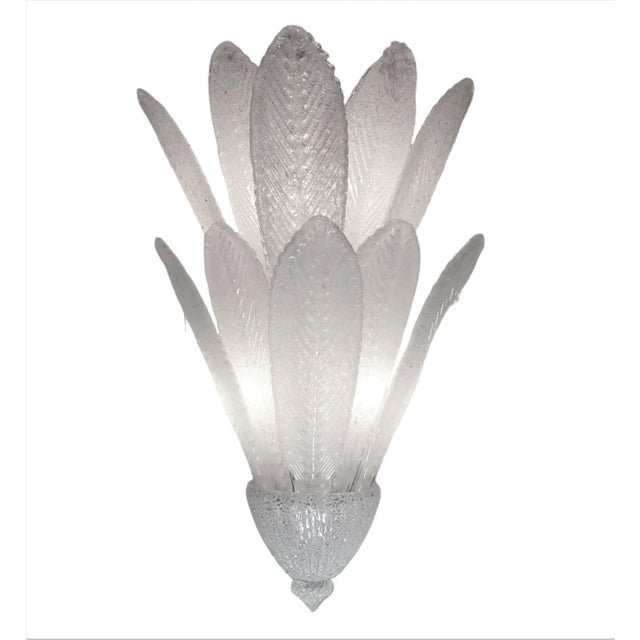 Set of Four Large Two Tier Handblown Murano Feather Sconces by Barovier Et Toso For Sale - Image 12 of 12