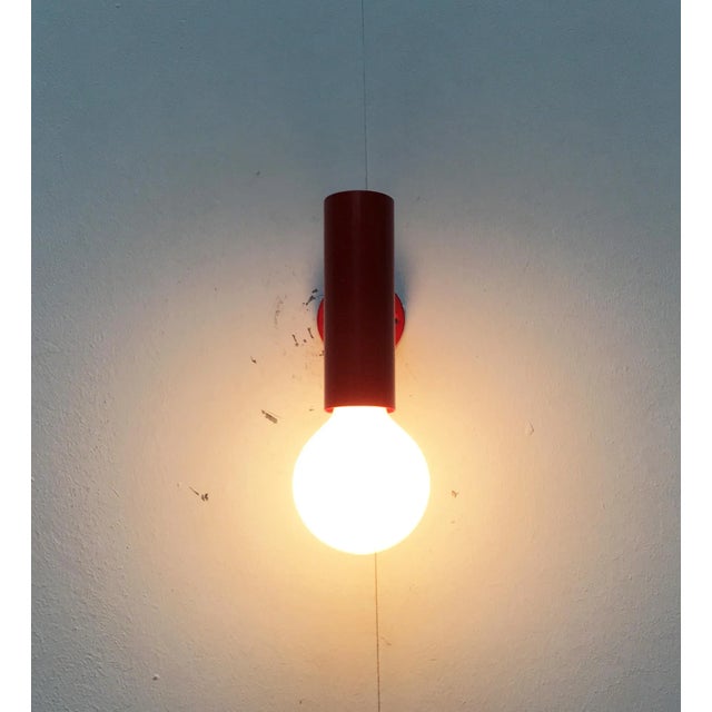 Mid-Century Modern Minimalist Red Wall Lamps, Set of 2 For Sale - Image 13 of 18