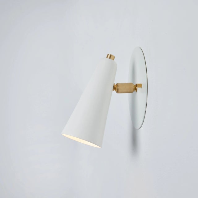 White 'Lupita' Sconces in White & Brass by Alvaro Benitez - a Pair For Sale - Image 8 of 13