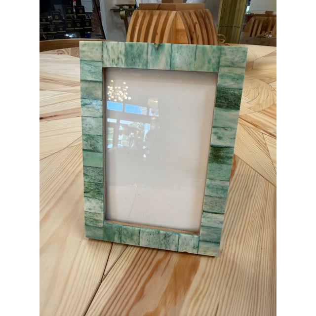 Modern Vintage Green Mosaic Stone Picture Frame For Sale - Image 3 of 6